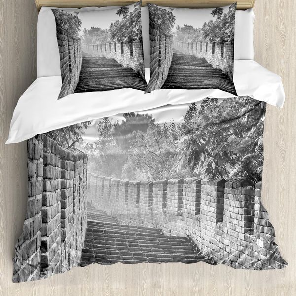 Abakuhaus China Copripiumino, Ruinen, Antiacaro, Adatto A Chi Soffre Di Allergie, Con Federe, 155 Cm X 220 Cm - 80 X 80 Cm, Grigio-image