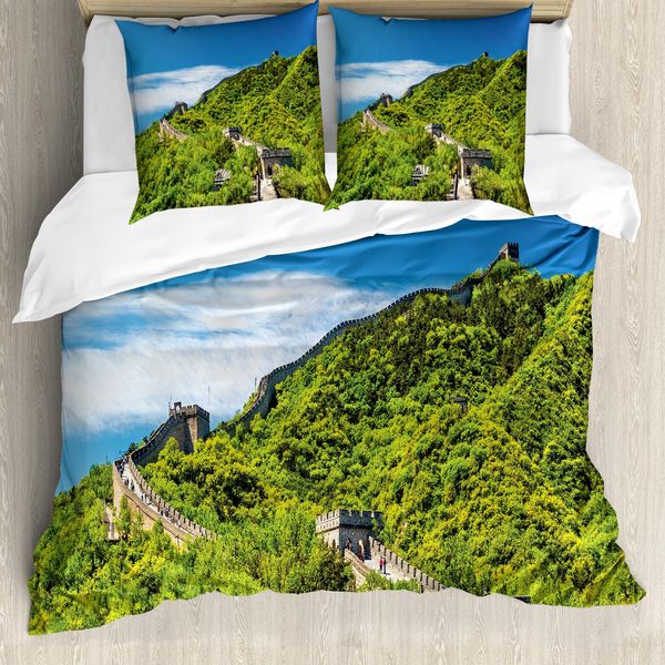 Abakuhaus Copripiumino Panoramico, Panorama Naturale, Antiacaro, Adatto A Chi Soffre Di Allergie, Con Federe, 155 Cm X 220 Cm - 80 X 80 Cm, Verde Turchese-image
