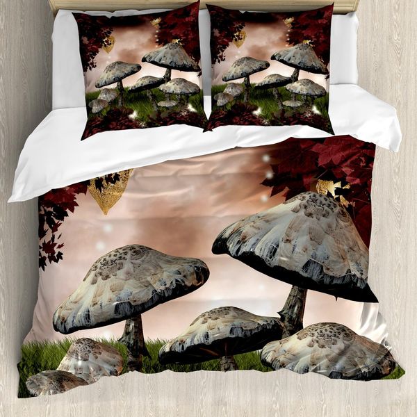 Abakuhaus Set Copripiumino Per Letti Matrimoniali, Foresta Incantata, Antiacaro, Adatto A Chi Soffre Di Allergie, Con Federe, Marrone Castagna Grigio-image