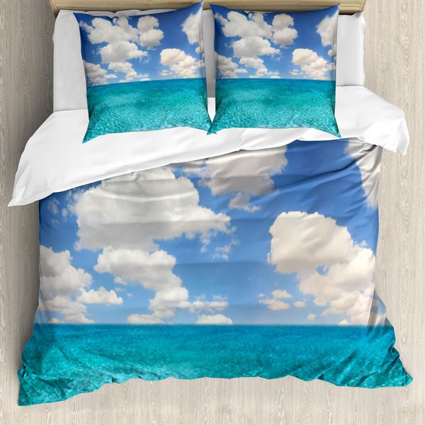 Abakuhaus Copripiumino Ocean, Tropical Island Beach, Antiacaro, Adatto A Chi Soffre Di Allergie, Con Federe, 155 Cm X 220 Cm - 80 X 80 Cm, Turchese Acquamarina-image