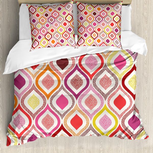 Abakuhaus Copripiumino Moderno, Pois Con Doodle, Antiacaro, Adatto A Chi Soffre Di Allergie, Con Federe, 200 Cm X 200 Cm - 80 X 80 Cm, Multicolore-image