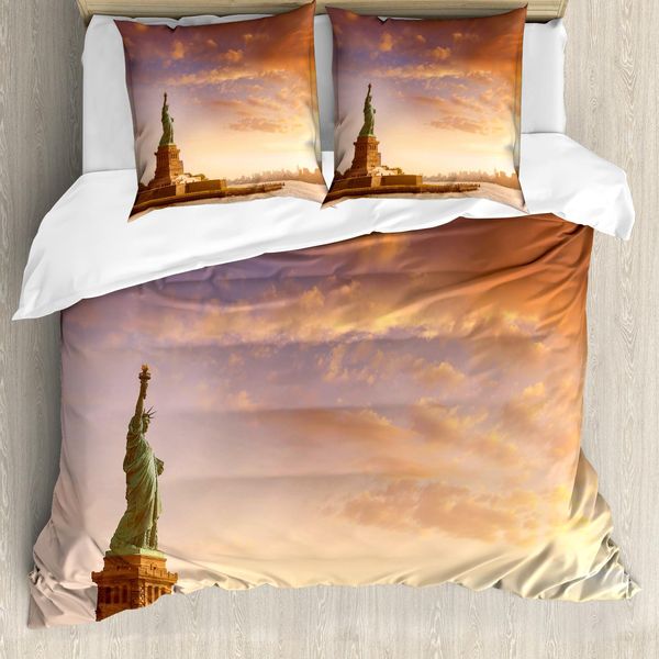 Abakuhaus Copripiumino Paesaggio, Usa New York Paesaggio, Antiacaro, Adatto A Chi Soffre Di Allergie, Con Federe, 155 Cm X 220 Cm - 80 X 80 Cm, Multicolore-image