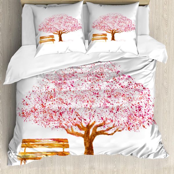 Abakuhaus Copripiumino Naturale, Ciliegio In Fiore, Antiacaro, Adatto A Chi Soffre Di Allergie, Con Federe, 155 Cm X 220 Cm - 80 X 80 Cm, Rosa Marrone-image