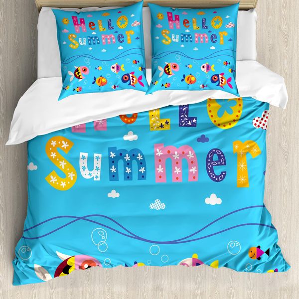 Abakuhaus Copripiumino Con Proverbio, Stile Patchwork E Parole, Antiacaro, Adatto A Chi Soffre Di Allergie, Con Federe, 200 Cm X 200 Cm - 80 X 80 Cm, Multicolore-image