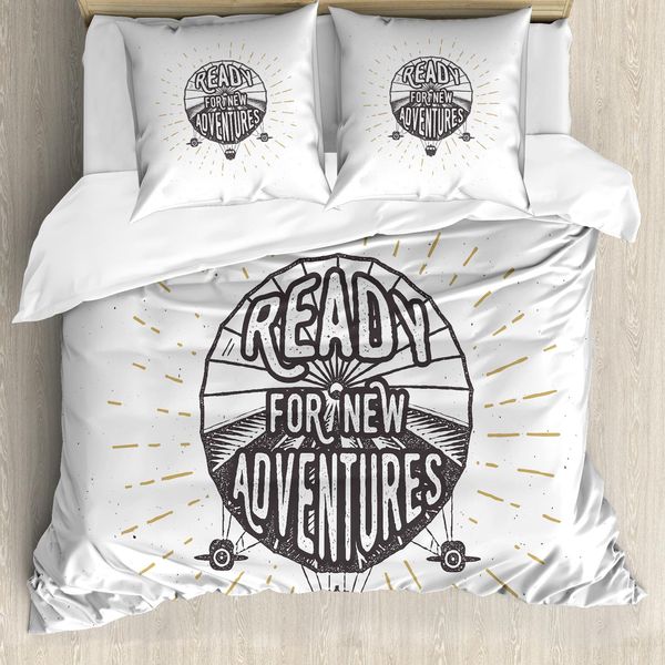 Abakuhaus Copripiumino Con Proverbio, Motivazione Avventura, Antiacaro, Adatto A Chi Soffre Di Allergie, Con Federe, 155 Cm X 220 Cm - 80 X 80 Cm, Bianco E Nero-image