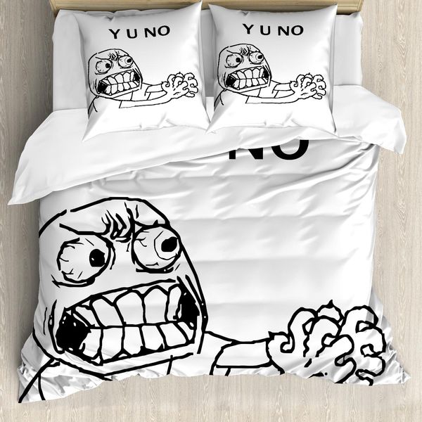 Abakuhaus Copripiumino Umoristico, Mascotte Hipster Meme, Antiacaro, Adatto A Chi Soffre Di Allergie, Con Federe, 200 Cm X 200 Cm - 80 X 80 Cm, Bianco E Nero-image