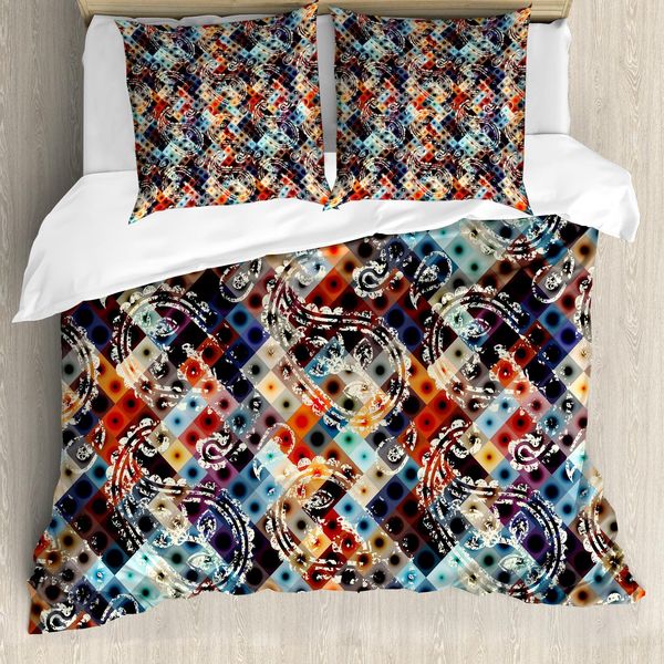 Abakuhaus Copripiumino Moderno, Paisley Spots, Antiacaro, Adatto A Chi Soffre Di Allergie, Con Federe, 200 Cm X 200 Cm - 80 X 80 Cm, Multicolore-image