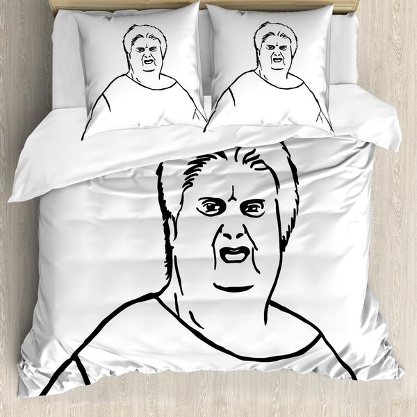 Abakuhaus Copripiumino Umoristico, Personaggi Internet Meme, Antiacaro, Adatto A Chi Soffre Di Allergie, Con Federe, 155 Cm X 220 Cm - 80 X 80 Cm, Bianco E Nero-image