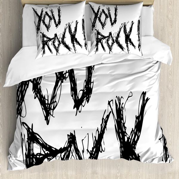 Abakuhaus Copripiumino Con Proverbio, Slogan Motivazionale, Antiacaro, Adatto A Chi Soffre Di Allergie, Con Federe, 155 Cm X 220 Cm - 80 X 80 Cm, Bianco E Nero-image