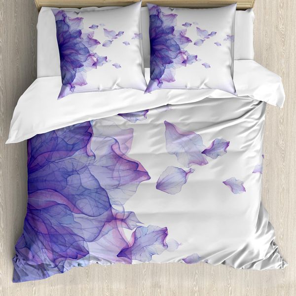 Abakuhaus Copripiumino Blume, Astratto Moderno Acqua, Antiacaro Adatto A Chi Soffre Di Allergie Con Federe, 200 Cm X 200 Cm - 80 X 80 Cm, Viola E Rosa-image