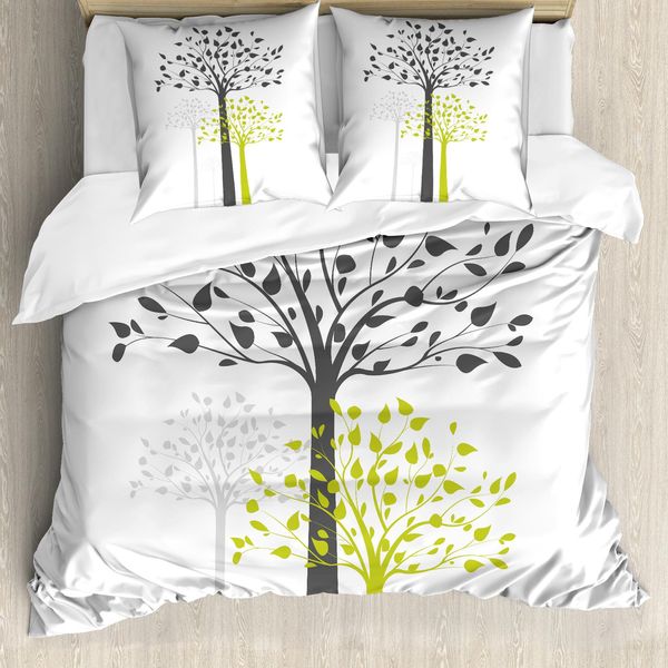 Abakuhaus Copripiumino Baum, Madre Natura Alberi, Antiacaro Adatto A Chi Soffre Di Allergie Con Federe, 155 Cm X 220 Cm - 80 X 80 Cm, Verde Pallido Bianco-image