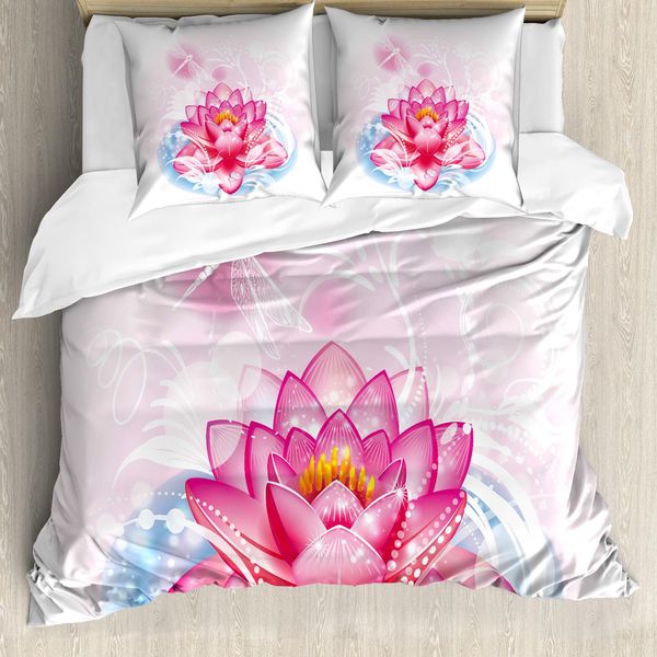 Abakuhaus Copripiumino Blume, Mandala Yoga Lotus, Antiacaro, Adatto A Chi Soffre Di Allergie, Con Federe, 155 Cm X 220 Cm - 80 X 80 Cm, Rosa-image