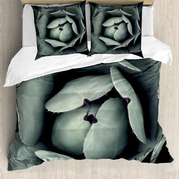 Abakuhaus Copripiumino Cactus, BlüHend Grey Cactus, Antiacaro, Adatto A Chi Soffre Di Allergie, Con Federe, 155 Cm X 220 Cm - 80 X 80 Cm, Grigio-image