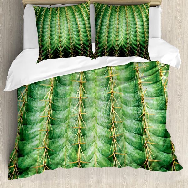 Abakuhaus Copripiumino Cactus, Desert Flower Zoom Foto, Antiacaro, Adatto A Chi Soffre Di Allergie, Con Federe, 155 Cm X 220 Cm - 80 X 80 Cm, Verde-image