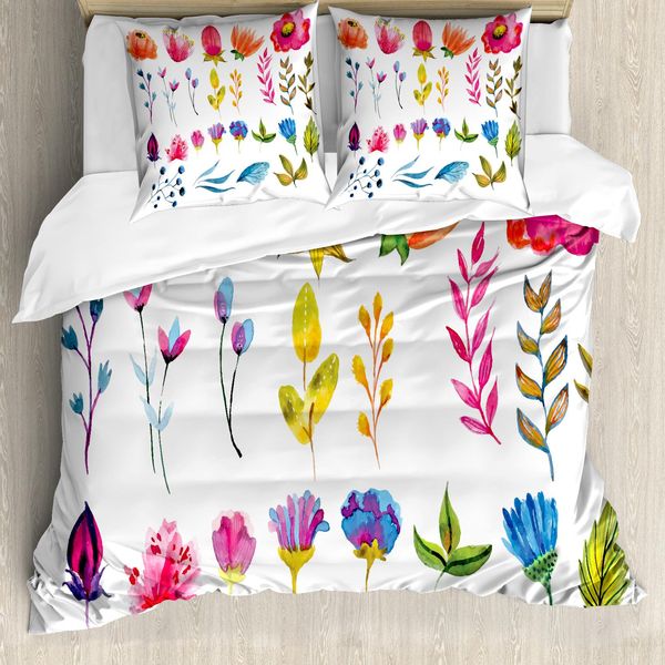 Abakuhaus Copripiumino Blume, Disegno Acquerello Garden, Antiacaro, Adatto A Chi Soffre Di Allergie, Con Federe, 155 Cm X 220 Cm - 80 X 80 Cm, Multicolore-image