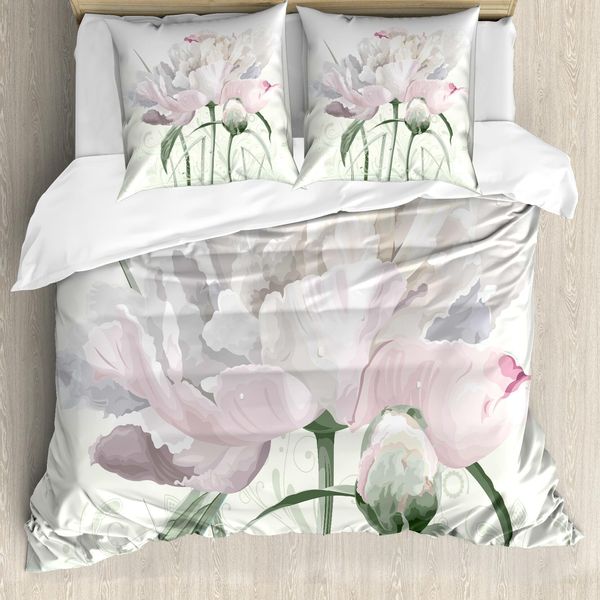 Abakuhaus Copripiumino Blume, Rosa Rose Tulip, Antiacaro, Adatto A Chi Soffre Di Allergie, Con Federe, 155 Cm X 220 Cm - 80 X 80 Cm, Bianco-image