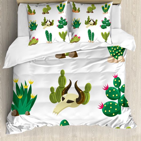 Abakuhaus Copripiumino Cactus, Deserto Del Sud Del Messico, Antiacaro, Adatto A Chi Soffre Di Allergie, Con Federe, 200 Cm X 200 Cm - 80 X 80 Cm, Multicolore-image