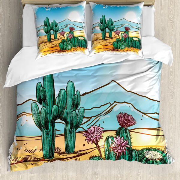 Abakuhaus Copripiumino Cactus, Disegno Vettoriale Cartoon, Antiacaro, Adatto A Chi Soffre Di Allergie, Con Federe, 200 Cm X 200 Cm - 80 X 80 Cm, Multicolore-image