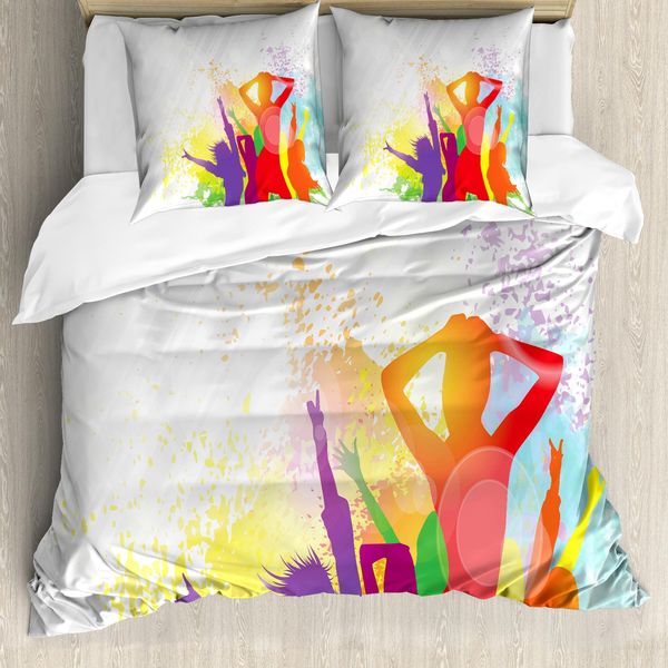 Copripiumino Abakuhaus Retro, Ragazza Che Balla, Antiacaro, Adatto A Chi Soffre Di Allergie, Con Federe, 155 Cm X 220 Cm - 80 X 80 Cm, Multicolore-image