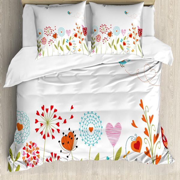 Abakuhaus Copripiumino Blume, Romantico Disegno A Cuori, Antiacaro, Adatto A Chi Soffre Di Allergie, Con Federe, 155 Cm X 220 Cm - 80 X 80 Cm, Multicolore-image