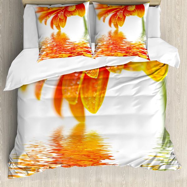 Abakuhaus Copripiumino Blume, Sun Flower Reflexion, Antiacaro, Adatto A Chi Soffre Di Allergie, Con Federe, 200 Cm X 200 Cm - 80 X 80 Cm, Arancione-image