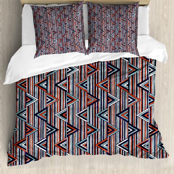 Abakuhaus Copripiumino Tribale, A Righe, Antiacaro, Adatto A Chi Soffre Di Allergie, Con Federe, 155 Cm X 220 Cm - 80 X 80 Cm, Cannella, Nero, Verde Acqua-image