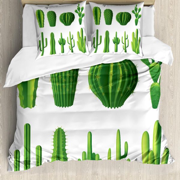 Abakuhaus Copripiumino Cactus, Hot Mexican Desert, Antiacaro, Adatto A Chi Soffre Di Allergie, Con Federe, 155 Cm X 220 Cm - 80 X 80 Cm, Verde-image