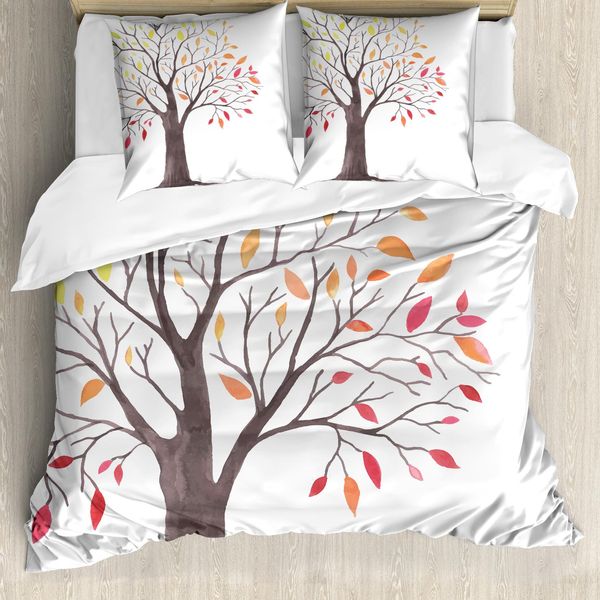 Abakuhaus Copripiumino Wald, Alberi Della Foresta Con Foglie, Antiacaro, Adatto A Chi Soffre Di Allergie, Con Federe, 155 Cm X 220 Cm - 80 X 80 Cm, Multicolore-image