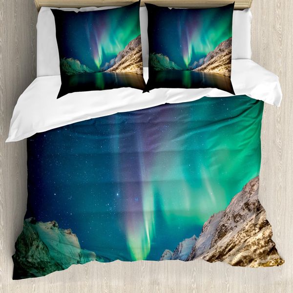 Abakuhaus Copripiumino Naturale, Mystical Aurora Borealis, Antiacaro, Adatto A Chi Soffre Di Allergie, Con Federe, 155 Cm X 220 Cm - 80 X 80 Cm, Verde Giada-image