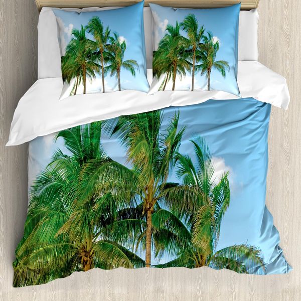 Abakuhaus Copripiumino Tropicale, Idillio Esotico Natura, Antiacaro Adatto A Chi Soffre Di Allergie Con Federe, 155 Cm X 220 Cm - 80 X 80 Cm, Verde-image