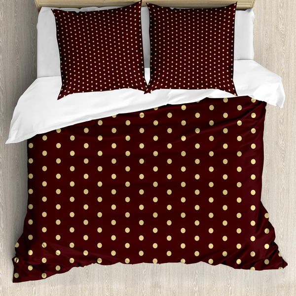 Abakuhaus Copripiumino Astratto, Old Fashion Retro Dots, Antiacaro, Adatto A Chi Soffre Di Allergie, Con Federe, 155 Cm X 220 Cm - 80 X 80 Cm, Marrone Beige-image