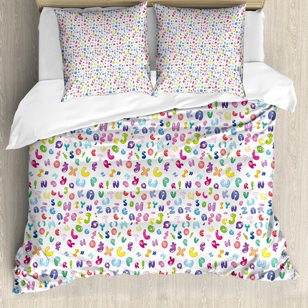 Abakuhaus Abc Copripiumino, Blase Letters Doodle Fun, Antiacaro, Adatto A Chi Soffre Di Allergie, Con Federe, 200 Cm X 200 Cm - 80 X 80 Cm, Multicolore-image