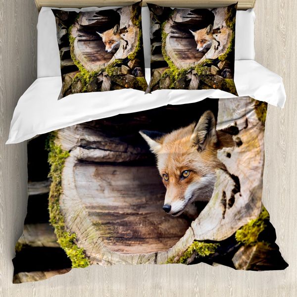 Abakuhaus Copripiumino Per Animali Domestici, Natura Foresta Selvaggia, Antiacaro Adatto A Chi Soffre Di Allergie Con Federe, 200 Cm X 200 Cm - 80 X 80 Cm, Multicolore-image