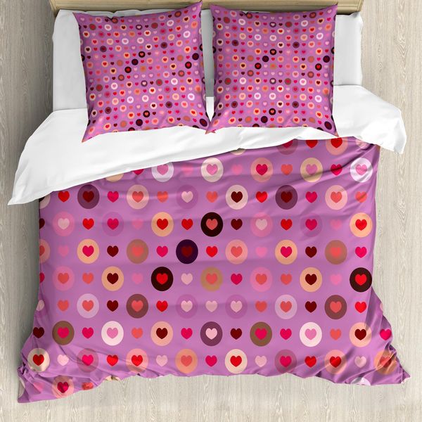 Abakuhaus Copripiumino Astratto, Valentine Romanze Liebe, Antiacaro, Adatto A Chi Soffre Di Allergie, Con Federe, 200 Cm X 200 Cm - 80 X 80 Cm, Fucsia Rosso Salmone-image