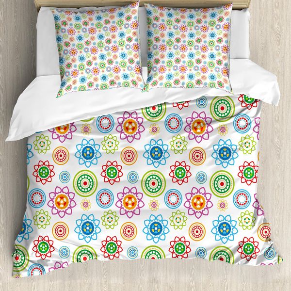 Abakuhaus Copripiumino Moderno, Motivi Colorati, Antiacaro, Adatto A Chi Soffre Di Allergie, Con Federe, 155 Cm X 220 Cm - 80 X 80 Cm, Multicolore-image