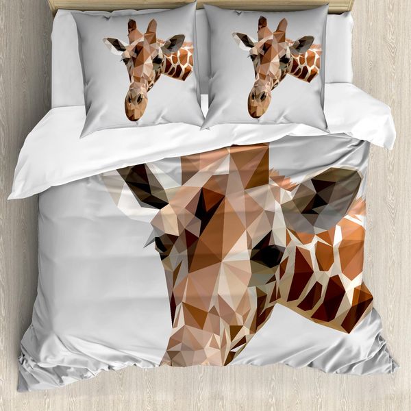 Abakuhaus Copripiumino Per Animali Domestici, Safari Wildlife, Antiacaro, Adatto A Chi Soffre Di Allergie, Con Federe, 155 Cm X 220 Cm - 80 X 80 Cm, Marrone E Grigio-image