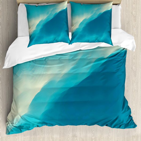 Abakuhaus Copripiumino Moderno, Opera D'arte Wolke Welle, Antiacaro, Adatto A Chi Soffre Di Allergie, Con Federe, 200 Cm X 200 Cm - 80 X 80 Cm, Blu E Bianco-image