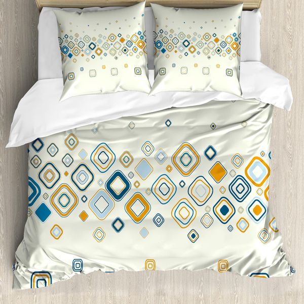 Abakuhaus Set Copripiumino Moderno Per Letti Matrimoniali, Motivo Geometrico Astratto, Antiacaro, Adatto A Chi Soffre Di Allergie, Con Federe, Blu Cielo Scuro, Azzurro, Calendula-image
