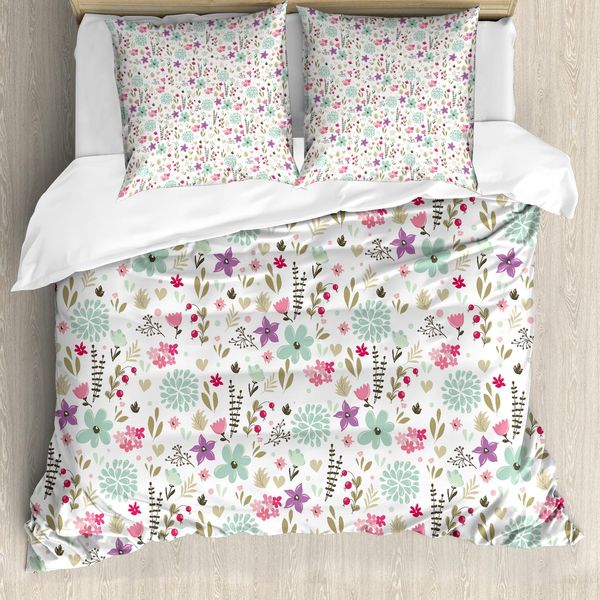 Abakuhaus Shabby Flora Copripiumino, Land Natur Blatt, Antiacaro, Adatto A Chi Soffre Di Allergie, Con Federe, 200 Cm X 200 Cm - 80 X 80 Cm, Multicolore-image