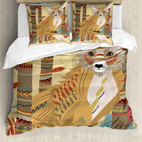 Abakuhaus Copripiumino Fuchs, Fluffy Fox Nella Foresta, Antiacaro, Adatto A Chi Soffre Di Allergie, Con Federe, 155 Cm X 220 Cm - 80 X 80 Cm, Caffè Chiaro-image