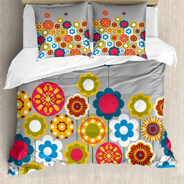 Abakuhaus Copripiumino Con Motivi Floreali, Modern Summer Colorato, Antiacaro E Anallergico, Con Federe, 200 Cm X 200 Cm - 80 X 80 Cm, Multicolore-image
