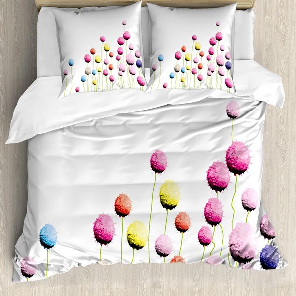 Abakuhaus Copripiumino Con Fiori, Motivo Floreale Amaranto, Antiacaro, Adatto A Chi Soffre Di Allergie, Con Federe, 155 Cm X 220 Cm - 80 X 80 Cm, Multicolore-image