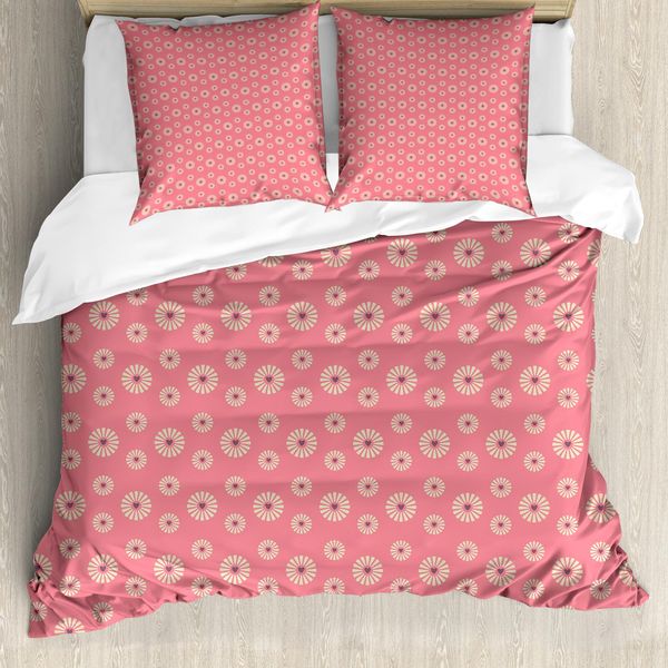 Abakuhaus Copripiumino Floreale, Tema Love, Antiacaro, Adatto A Chi Soffre Di Allergie, Con Federe, 155 Cm X 220 Cm - 80 X 80 Cm, Giallo Pallido Rosa Chiaro-image