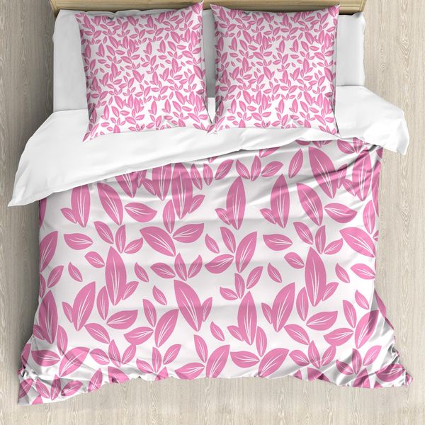 Abakuhaus Set Copripiumino Con Fiori Per Letti Matrimoniali, Grandi Petali Rosa Artsy, Antiacaro Adatto A Chi Soffre Di Allergie Con Federe, Rosa Chiaro Bianco-image