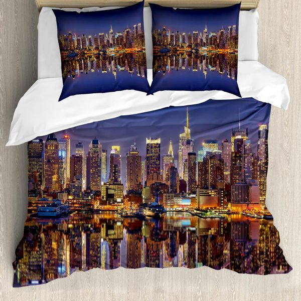 Abakuhaus Copripiumino Paesaggio, New York City Usa, Antiacaro, Adatto A Chi Soffre Di Allergie, Con Federe, 200 Cm X 200 Cm - 80 X 80 Cm, Multicolore-image