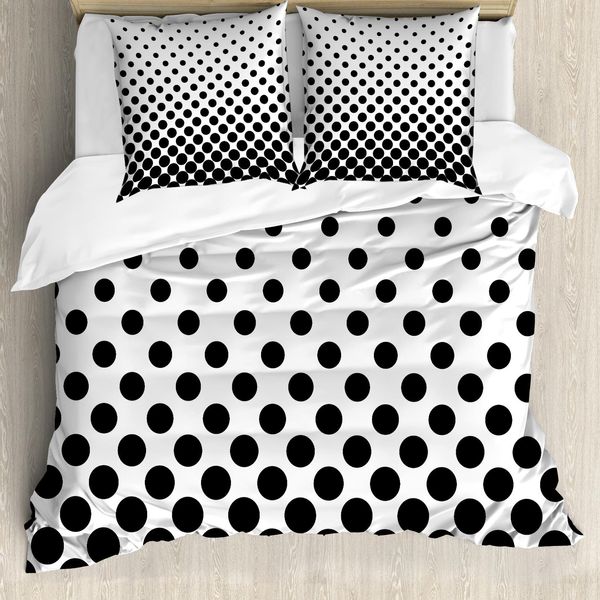 Abakuhaus Set Copripiumino Astratto Per Letti Matrimoniali, Pois Minimalisti, Antiacaro, Adatto A Chi Soffre Di Allergie, Con Federe, Bianco E Grigio Antracite-image