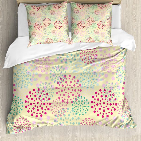 Abakuhaus Copripiumino Astratto, Pois Floreali, Antiacaro, Adatto A Chi Soffre Di Allergie, Con Federe, 155 Cm X 220 Cm - 80 X 80 Cm, Multicolore-image