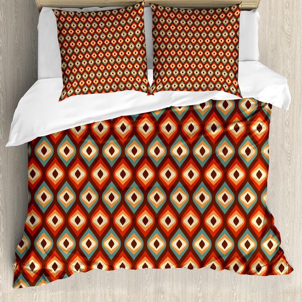 Abakuhaus Copripiumino Vintage, Forme Vivaci Insolite, Antiacaro, Adatto A Chi Soffre Di Allergie, Con Federe, 155 Cm X 220 Cm - 80 X 80 Cm, Multicolore-image