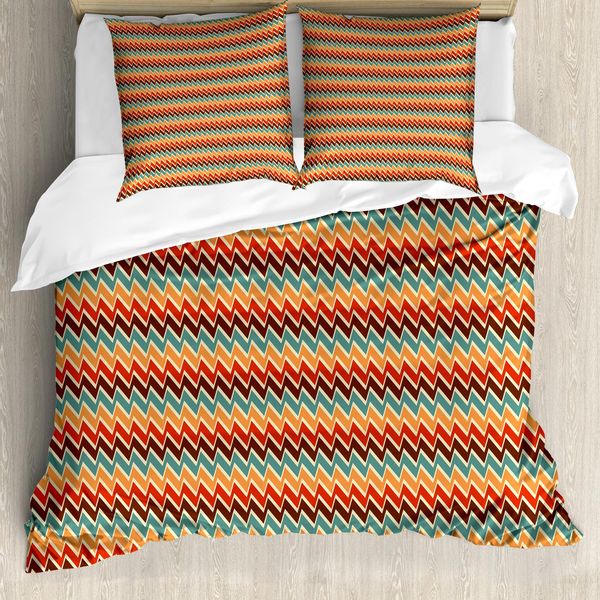 Abakuhaus Copripiumino Trippy, Zig Zag Boho Striking, Antiacaro, Adatto A Chi Soffre Di Allergie, Con Federe, 200 Cm X 200 Cm - 80 X 80 Cm, Multicolore-image