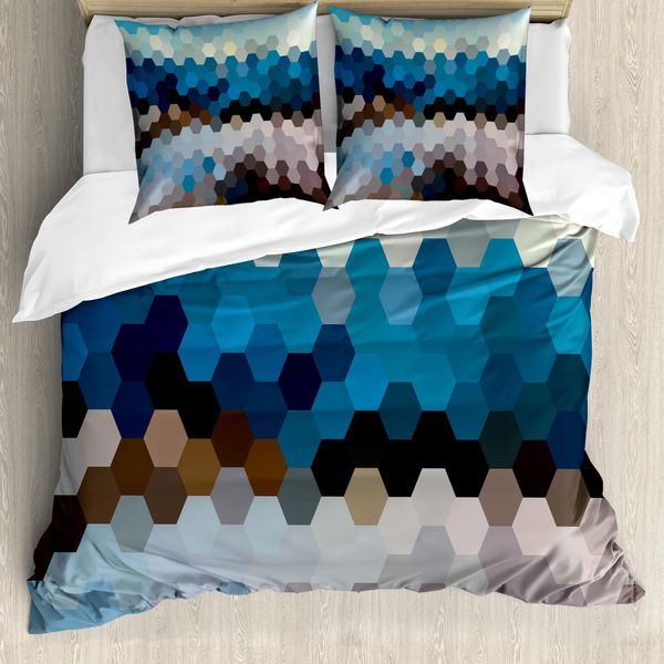 Abakuhaus Copripiumino Geometrico, Puzzle Geometrico Sfocato, Antiacaro, Adatto A Chi Soffre Di Allergie, Con Federe, 155 Cm X 220 Cm - 80 X 80 Cm, Multicolore-image